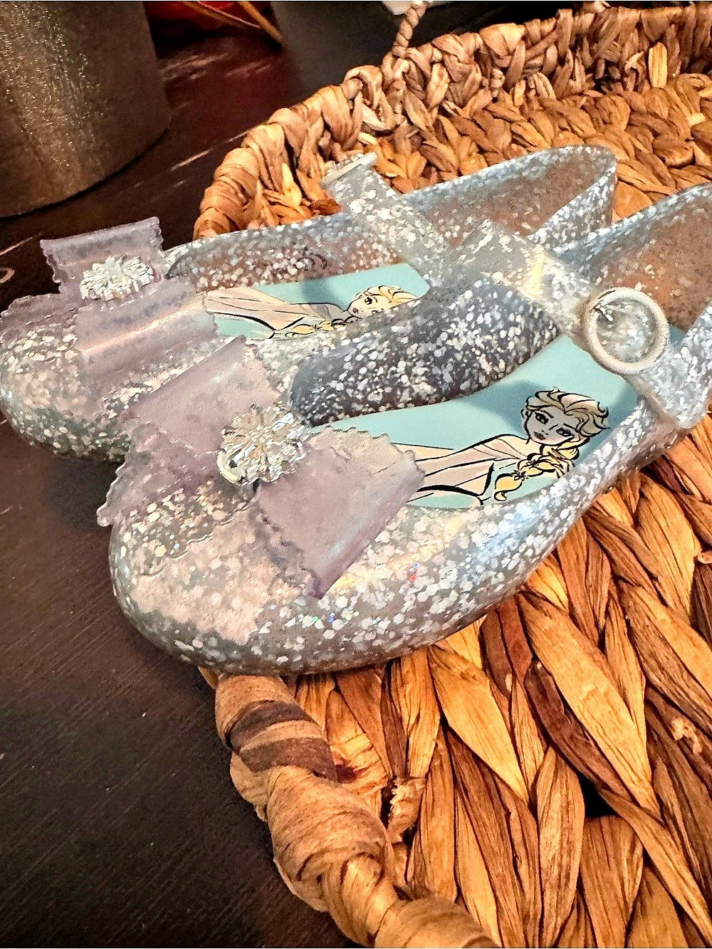 mini melissa Frozen Elsa Glitter Mary Jane Flats in Gray - Picture 10 of 11
